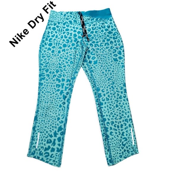 Nike Running Dri Fit Blue Cheetah Print Capri Leggings. * Size ~ Small * - Picture 2 of 5
